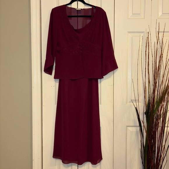 Plaza South size 8 mother of the bride burgundy dress set - Picture 1 of 15